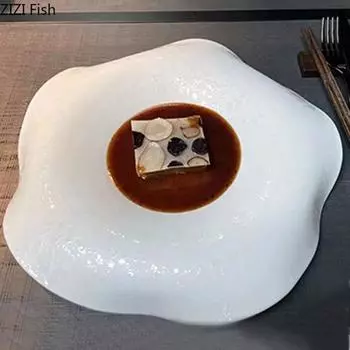 11-дюймовая керамическая тарелка креативная цветочная тарелка для украшения еды в отеле, ресторане, тарелка для основного блюда, домашняя кухня, тарелка для стейка, столовые приборы