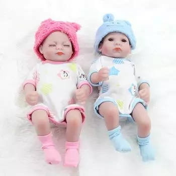 11-дюймовая кукла Rebirth, имитация детских игрушек, 27 см, милая кукла для купания, розовая и голубая кукла-наряд, подарок на день рождения ребенка, самоклеящаяся виниловая кукла