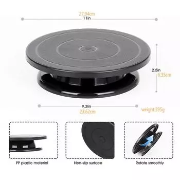 11-дюймовая пластиковая вращающаяся подставка для украшения торта, вращающийся стол/спиннер, вращающийся поворотный стол, краска для колес с полосками 0817