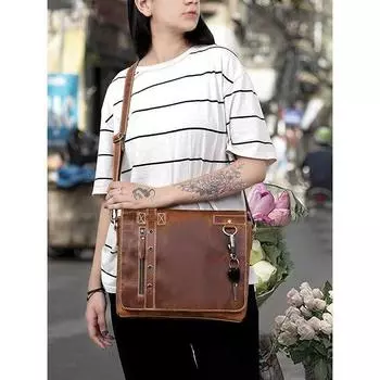 11-дюймовая винтажная сумка через плечо из натуральной кожи для iPad/планшета для 10,5-дюймового iPad Pro для женщин и мужчин 11 x 9 x 3 in коричневый