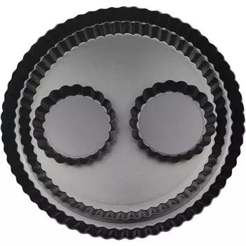 11-дюймовые 9-дюймовые круглые формы для пирогов 4-дюймовые мини-формы для пирогов со съемным дном. Сковорода для запекания с антипригарным покрытием, прочная углеродистая сталь. Набор из 4 шт.