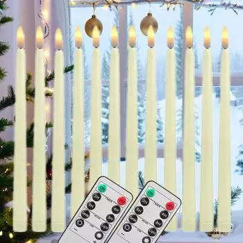 11-дюймовые беспламенные конические свечи с дистанционным таймером, работающие от батареек, светодиодные мерцающие свечи для декора свадьбы, Дня благодарения, Рождества