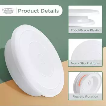 11-дюймовый поворотный стол для торта, вращающаяся подставка для украшения, пластиковая вращающаяся подставка для торта, принадлежности для выпечки с регулируемым скребком для глазури розовый