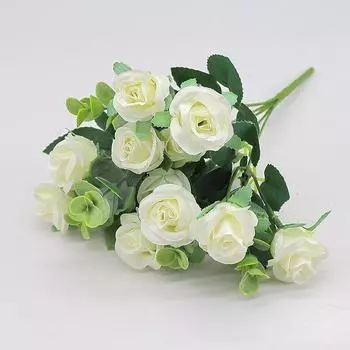 11 глав эвкалипта маленькая роза украшение дома свадебное украшение искусственный цветок пластиковый цветок 1PCS белый