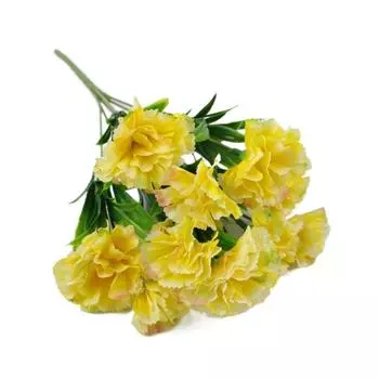11 головок искусственных гвоздик шелковый кустовой букет высокого качества домашний свадебный декор жёлтый