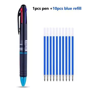 11 или 14 шт. шариковая ручка, разноцветная ручка, шариковая ручка 0,7 мм, черная, красная, синяя, зеленая, сменные чернила, письменные принадлежности, канцелярский набор, подарок Blue 11PCS красный