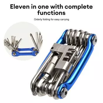 11 in 1 Bicycle Repair Tool Kit Mountain Bike Repair Tool Wrench Screwdriver Chain Portable Multifunctional Repair Bicycle Tool синий