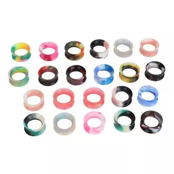 11 пар силиконовых ушных манометров, разноцветные, 16 мм, мягкие серьги-туннели, заглушки для пирсинга