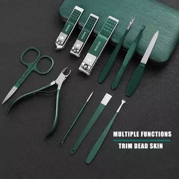 11 pcs Nail Clipper, Rainbow Chameleon Manicure Nail Kits, Stainless Steel Professional Pedicure Set, Nail Scissors, Nail File