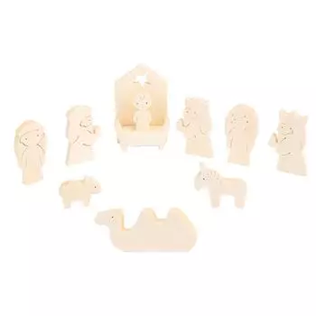 11 Piece Nativity Set Simple Unique Solid Wood Nativity Scene Figurine for Tabletop Holidays Decor