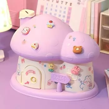 11 шт. 3D-наклейка, сейф, копилка, замок и ключ, подарок на день рождения, грибная копилка, дети экономят деньги розовый