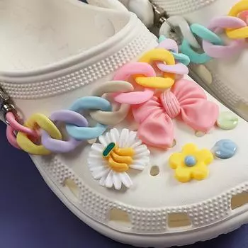 11 шт. блестящие однотонные туфли 1 комплект цепочек с фруктами и цветами милые подвески в виде крокодилов