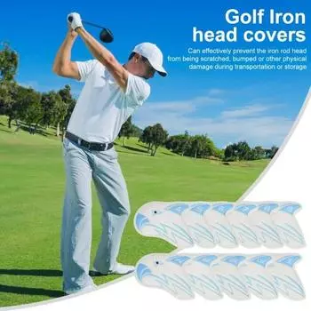 11 шт. чехлы для клюшек для гольфа из искусственной кожи, защитные чехлы для головок клюшек с рисунком орла, чехлы для головок клюшек для гольфа, аксессуары для гольфа для всех клюшек для гольфа оранжевый