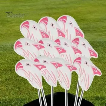 11 шт. чехлы для клюшек для гольфа из искусственной кожи, защитные чехлы для головок клюшек с рисунком орла, чехлы для головок клюшек для гольфа, аксессуары для гольфа для всех клюшек для гольфа оранжевый