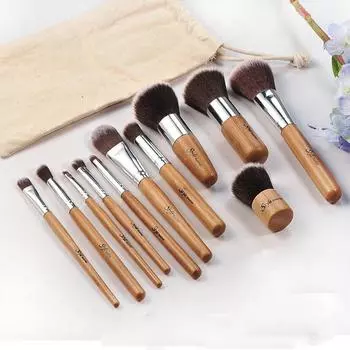 11 шт.. Деревянная ручка для макияжа, косметические тени для век, набор кистей для консилера Beauty Tools