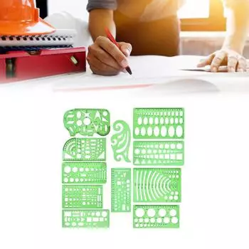 11 шт. геометрические шаблоны для рисования трафареты прозрачные измерительные шаблоны линейки геометрические фигуры шаблон для черчения