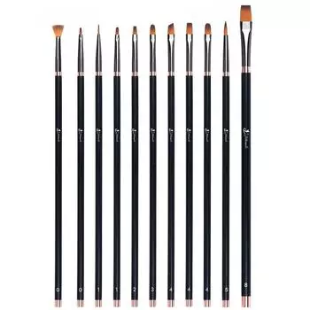 11 шт. художественная кисть для рисования, двухцветные нейлоновые волосы, длинный стержень для акрилового масла, акварельной гуаши, профессиональные товары для рукоделия