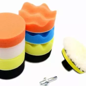 11 шт./компл. 3-дюймовый автомобильный полировальный диск самоклеящаяся полирующая губка для полировки восковая шерстяная полировальная накладка для автомобильного полировщика адаптер для дрели