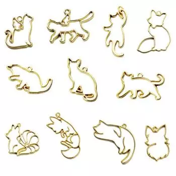 11 шт./компл., металлический каркас с кулоном в виде лисы и кошки, безель, установка, УФ-смола, подвеска, ювелирное изделие, литье, ремесло, сделай сам