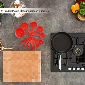 11 шт./компл. набор пластиковых мерных ложек и чашек, не содержащий бисфенола А, измерительный инструмент для выпечки, для муки, сахара, соли, жидкости, многофункциональный кухонный бытовой счетчик фиолетовый