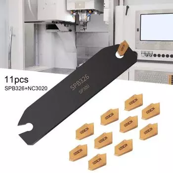 11 шт./компл. NC3020 твердосплавные пластины с ЧПУ SPB326 Державка инструмента Плавная эвакуация стружки Простота установки Длительный срок службы Компактные твердосплавные пластины Резка