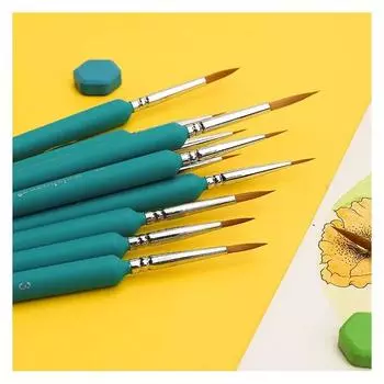 11 шт./компл. ручка-крючок для акварельной масляной живописи, очень тонкая мягкая кисть для рук из волчьего волоса, гуашь, акрил, рисунок на ногтях синий