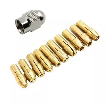 11 шт. латунный патрон с серебряной гайкой, электрический шлифовальный зажим для сверла, мини-патрон для сверла, набор принадлежностей для электроинструмента