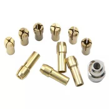 11 шт./лот Мини-дрель Латунный цанговый патрон для роторного инструмента 0,5-3,2 мм Латунь и гайка для набора аксессуаров Dremel
