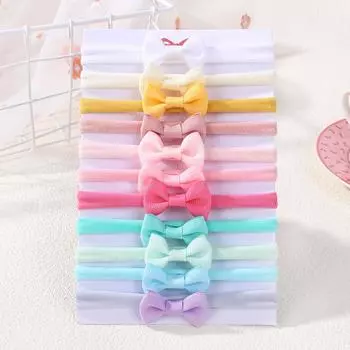 11 шт./лот однотонная повязка на голову с бантом изысканный мини-набор нейлоновых повязок на голову для младенцев высокая эластичность не повреждает волосы