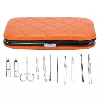 11 шт., маникюрная пилочка для ногтей из нержавеющей стали, машинка для стрижки ногтей, набор для ухода за ушами, зажим для бровей