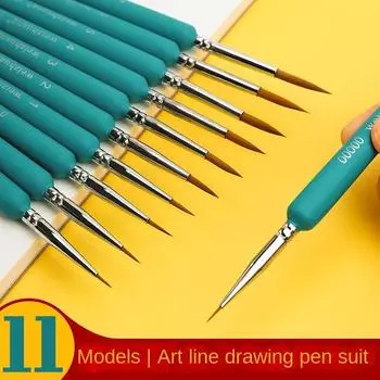 11 шт., миниатюрная ручка с крючками, художественные кисти для рисования, кисть для рисования, гуашь, акварельные масляные краски, ручная роспись, YSL 11pcs чёрный