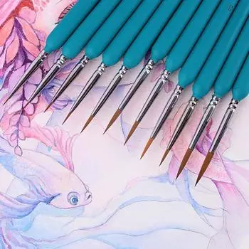 11 шт. миниатюрные кисти для рисования художественные кисти для рисования кисть для рисования гуашью акварельные масляные краски художники кисть для ручной росписи синий