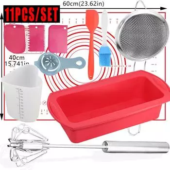 11 шт. Набор для выпечки, силиконовый коврик, форма для тостов, поворотный стол, инструмент для выпечки, кухонные принадлежности, инструменты для выпечки тортов