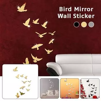 11 шт. персонализированные наклейки на стену в форме птицы, акриловые наклейки на стену в виде птицы, настенные наклейки на зеркало своими руками для ТВ-фона, украшения для дома