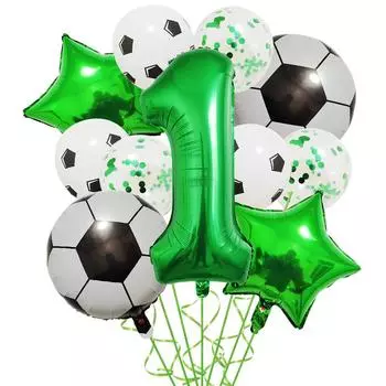 11 шт. воздушные шары на футбольную тематику, украшения для дня рождения, детские 32-дюймовые зеленые цифровые шары, принадлежности для футбольных вечеринок 1 зелёный