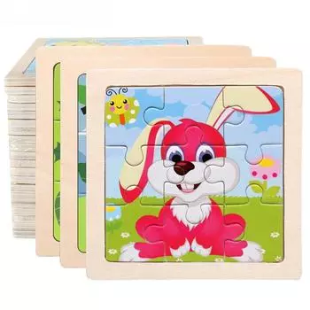 11 см/4,33 дюйма, детские деревянные головоломки, игры-головоломки с рисунком животных, детские развивающие игрушки Монтессори