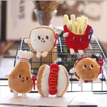11 см креативный хлеб плюшевая игрушка гамбургер сумка кулон брелок куриная ножка кукла мягкая еда кулон для рождественских подарков 0-10cm
