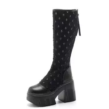 11 см модные роскошные белые кружевные сапоги женские летние высокие полые сапоги женские полые плоские повседневные туфли на платформе Botas De Mujer 34 бежевый