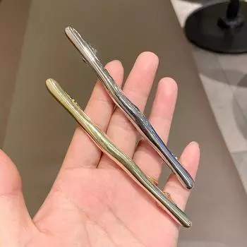 11 см женские новые простые металлические золотые полоски длинные заколки для волос заколки для волос винтажные шпильки автоматические гладкие пружинные зажимы для волос серебряный