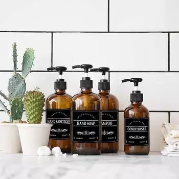 11 стилей 70*80 мм водонепроницаемые этикетки, наклейка на дозатор мыла, бутылка для лосьона, съемные этикетки, черный/белый