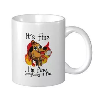 11 унций It s Fine Funny Puppy Coffee Кружка Чайная чашка Кофейная чашка Забавные подарки на день рождения для женщин и мужчин Керамическая кружка Персонализированная чашка 301-400ml