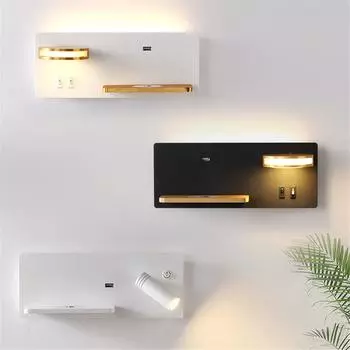 11 Вт/5 Вт светодиодный настенный светильник для помещений, многофункциональный светильник для чтения, современный прикроватный светильник для спальни, настенные светильники с беспроводной зарядкой через USB Warm White (2700-3500K)