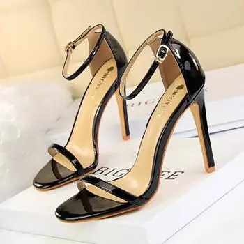 11CM Fashion Super High Heel Patent Leather Open-toe Sandals Summer Sexy Nightclub Women s High Heels 34