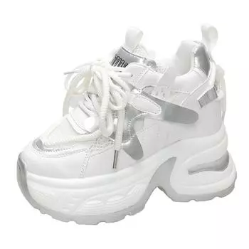 11CM Women Mesh Chunky Sneakers Summer High Platform Shoes High Heels Wedges Casual Shoes Woman Breathable Sports Dad Sneakers 35 чёрный