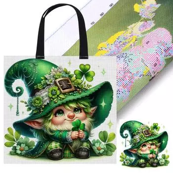 11CT Print Clover Gnome Cross Stitch Canvas Bag Kit 40x40cm для женщин и девочек в подарок 2