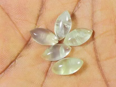 11Cts. Natural Green Prehnite Marquise Cabochon Gemstone 05 Pcs Lot 5X12MM RQ-1929