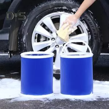 11л автомобильное складное ведро с ручкой, водонепроницаемое парусиновое портативное многофункциональное вместительное ведро для мытья автомобиля, складное для хранения воды на открытом воздухе, для рыбалки синий