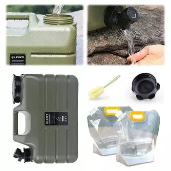 11л кувшин для воды для кемпинга с 2 мешками для воды, переносной резервуар для воды, большой емкости, диспенсер для воды, переноска для автомобиля, кемпинга зелёный