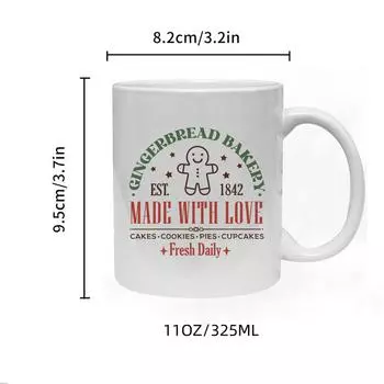 11oz Gingerbread Man Pattern Sticker Ceramic Coffee Mug With Handle Kitchen Water Cup Office Drinkware Christmas Gifts 301-400ml