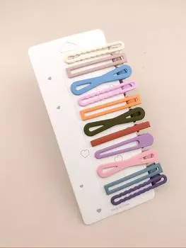 11PCS 6cm Candy Color Colorful Young Hairpins Women Girl Different Rectangle Barrettes Side Clamp Multiple Duck Beak Hair Clips Size fits all